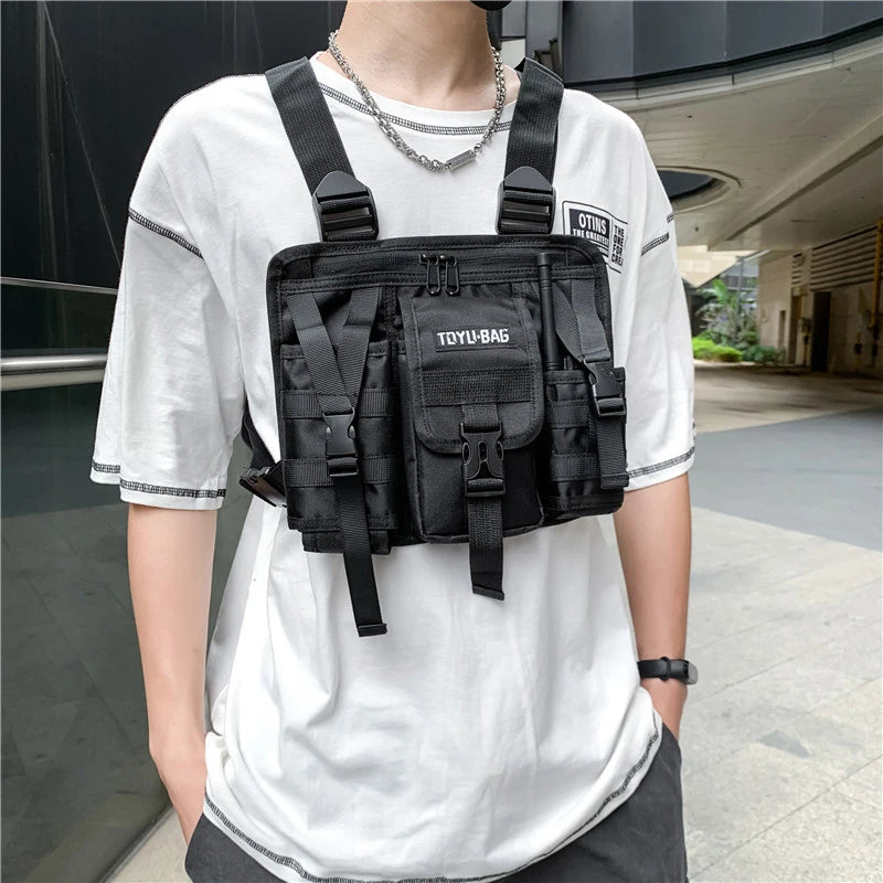 Mochila de Pecho Hip-Hop Streetwear Unisex - Bolso Táctico Multifuncional para Hombre y Mujer, Ideal para Viajes y Deportes