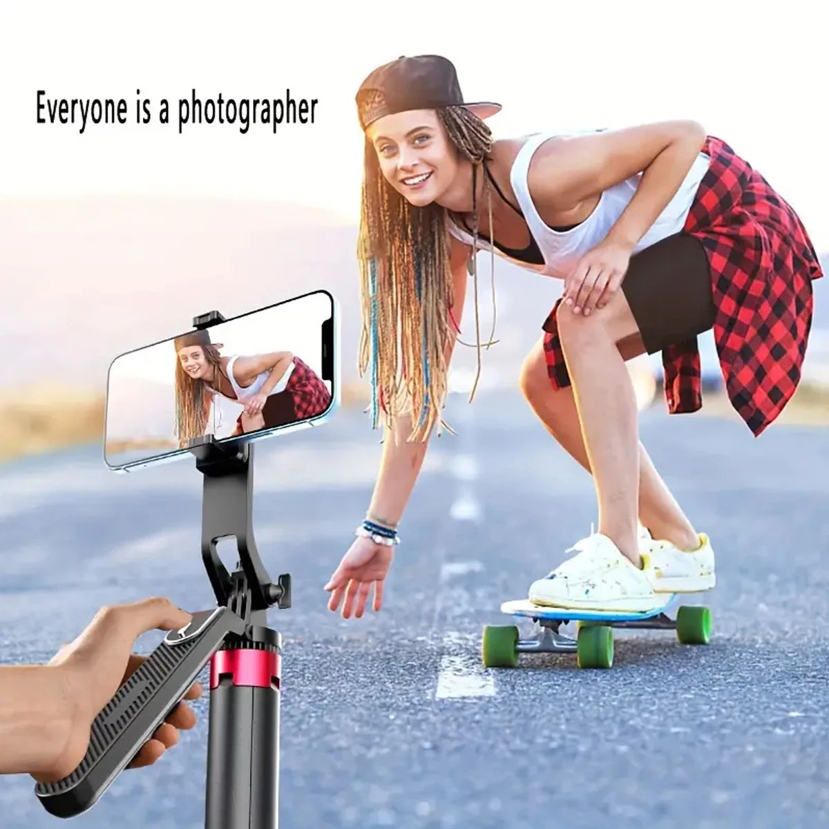 Trípode Profesional Portátil para Cámara con Control Remoto Inalámbrico y Rotación 360° para Grabación de Videos y Streaming en Vivo