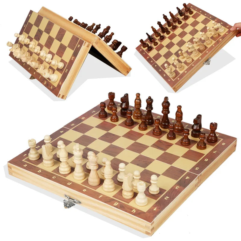 Juego de Ajedrez Magnético de Madera Plegable con Tablero de Fieltro 24cm x 24cm y Almacenamiento Interior, Ideal para Adultos y Niños, Regalo Familiar