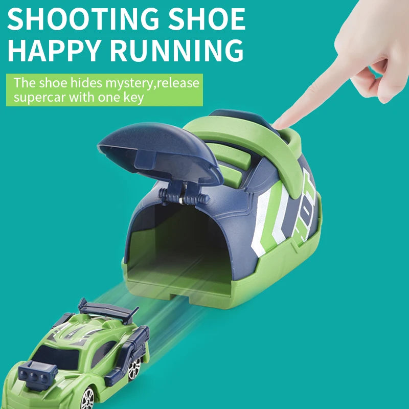 Coche de Catapulta Creativo con Ejección - Juguete Competitivo para Niños - Racing Inercial con Zapato Lanzador