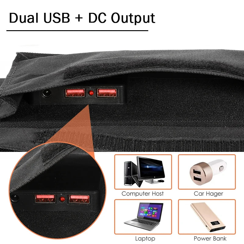 Cargador Solar Plegable de 100W con Salida USB y DC – Panel Solar Portátil Ideal para Camping y Aventura