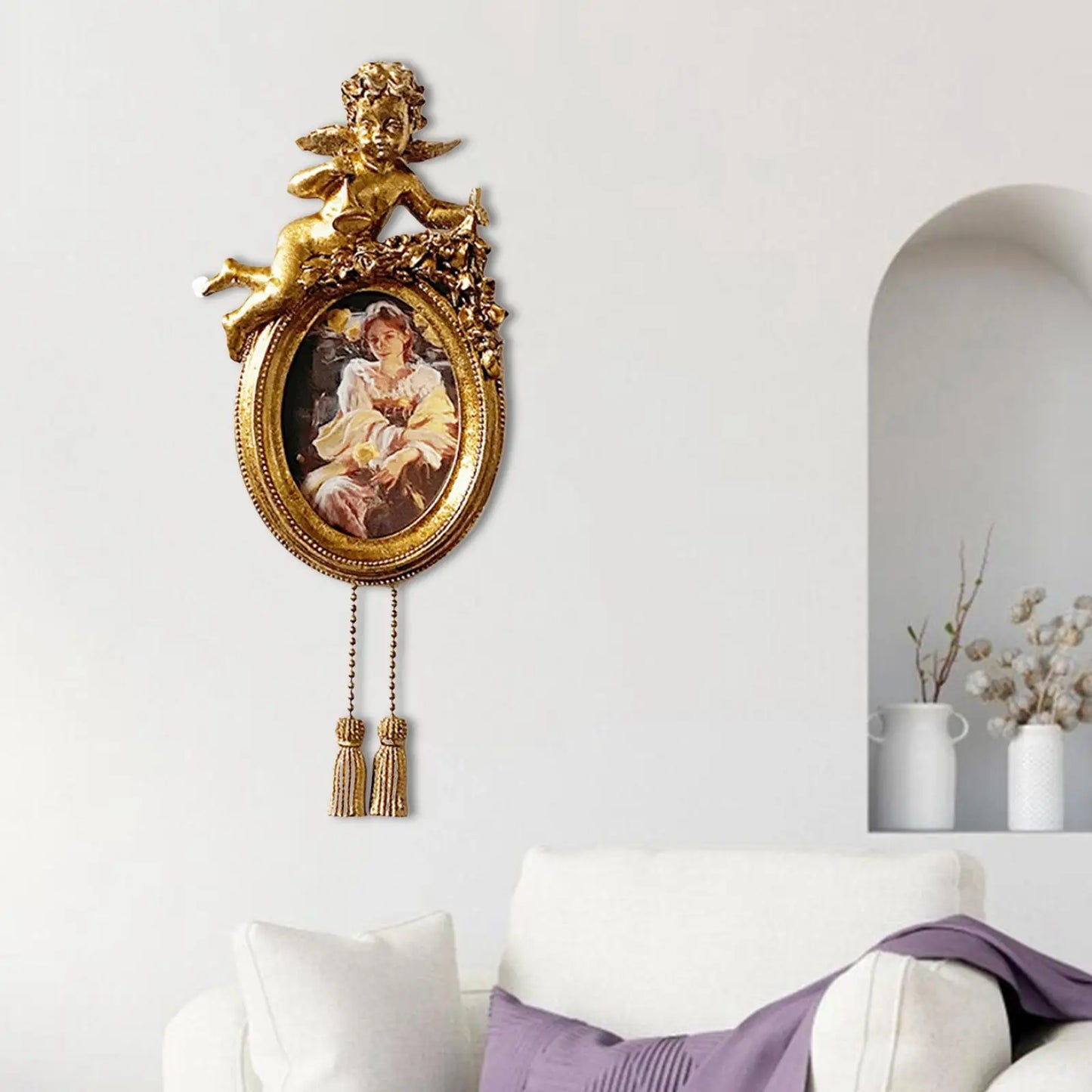 Marco de Fotos Ornamentado Floral en Relieve - Exhibición de Imágenes de Estilo Retro