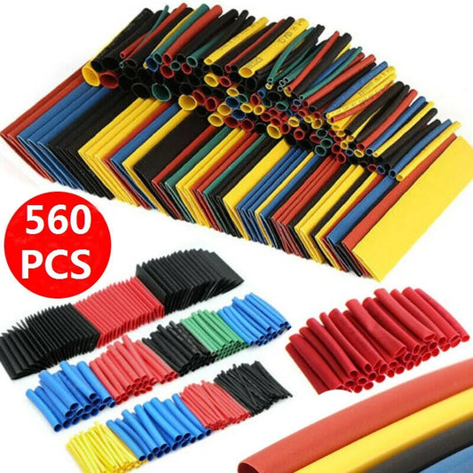Set de Tubos Termorretráctiles de Poliolefina 2:1 - 164/560 Piezas Multicolor para Cables y Alambres