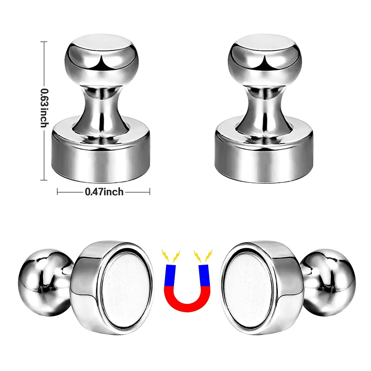 10 Piezas de Pushpins Magnéticos de Neodimio Súper Fuertes - Imanes de Acero Duraderos para Refrigerador y Pizarras Blancas