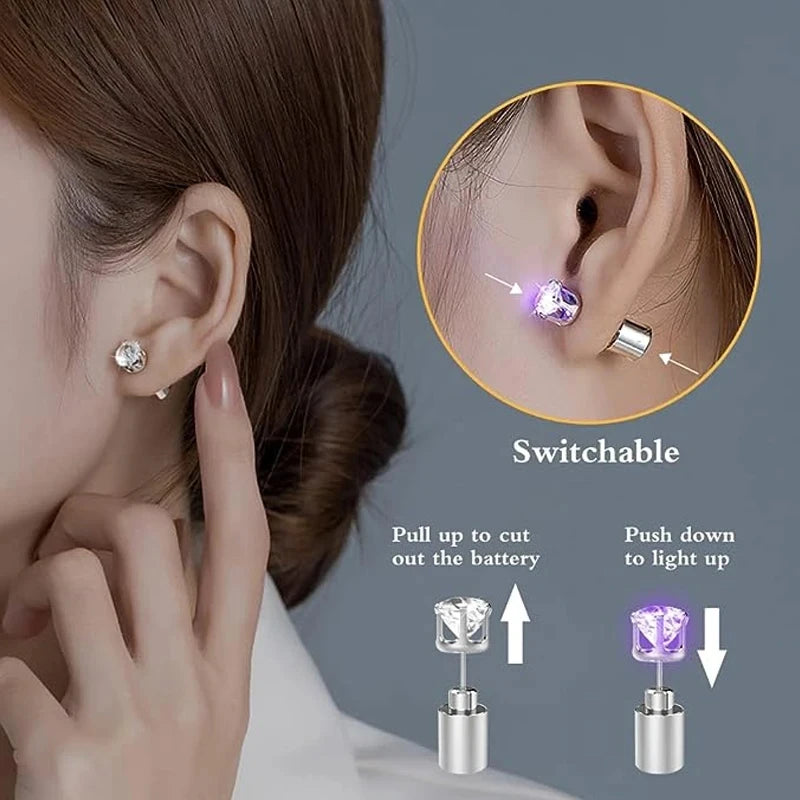 Pendientes LED Luminosos en Forma de Corona - Aretes Brillantes para Mujeres y Niñas, Regalo de San Valentín, Props para Clubes