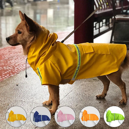 Chubasquero Grande para Perro, Ropa Impermeable con Capucha, Reflectante y a Prueba de Viento para Cachorros