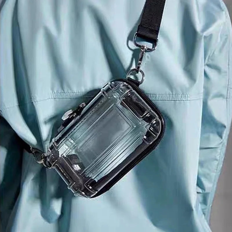 Bolso Bandolera Transparente Impermeable - Tote de Viaje Multifuncional para Compras y Almacenamiento - Ideal para Teléfonos y Accesorios (18 x 11 x 5 cm)