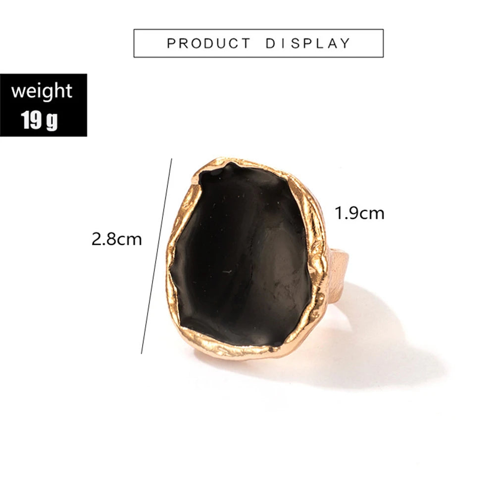 Pendientes Vintage de moda, anillos esmaltados, Punk, clásicos, goteo de aceite negro, imitación de Piedras Negras, juego de joyas de lujo