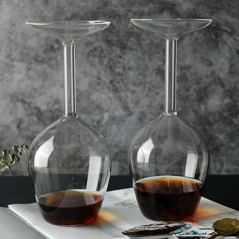 Copa de Vino Invertida 13.5oz | Regalo Único para Cócteles, Licores y Decoración de Bar en Casa