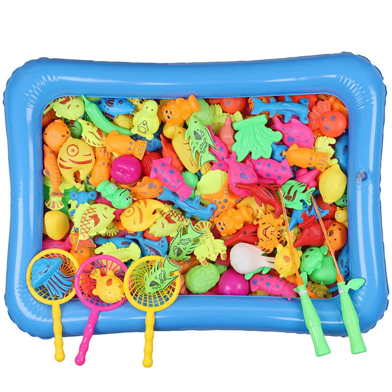 Juego de Pesca para Niños con Pescado Magnético y Caña Inflable - Juguetes de Agua Educativos para Niños, Regalo para Bebés y Niños de 3 a 5 Años