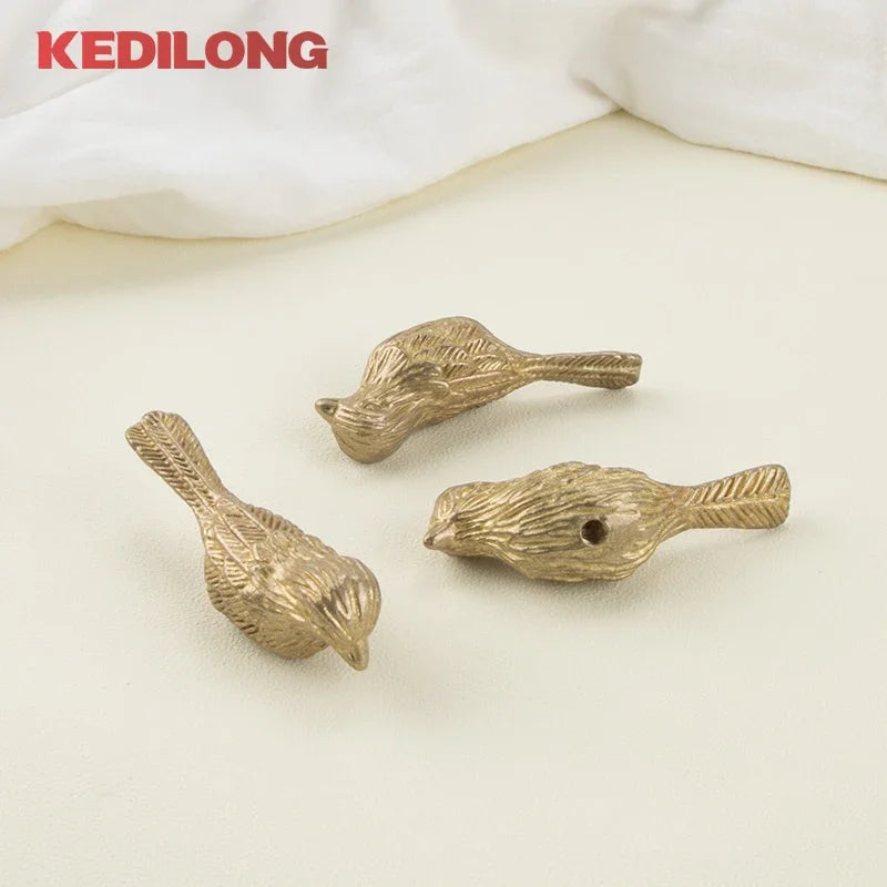 Perilla de Cajón de Pájaro de Lujo Europea de Latón Macizo, Tirador Dorado para Muebles y Gabinetes de Cocina