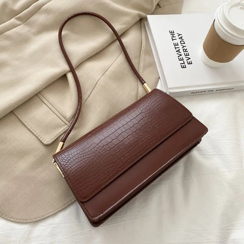 Yogodlns Invierno Bolso de Hombro con Patrón de Cocodrilo: Elegante Bolso Vintage con Solapa