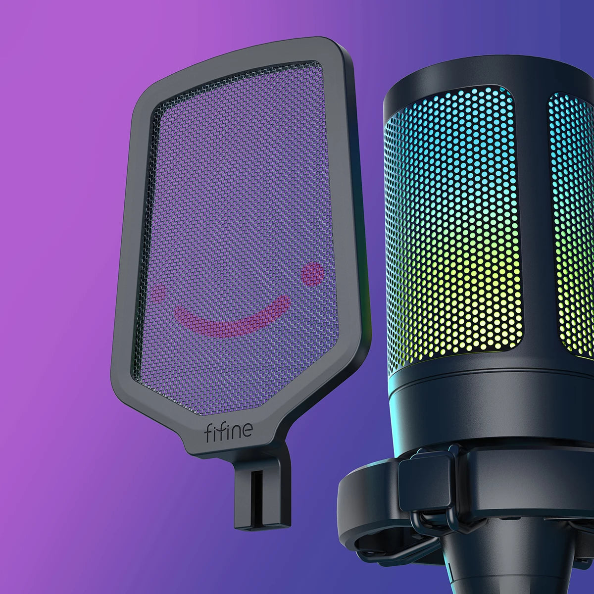 Micrófono Condensador USB FIFINE para Gaming | Compatible con PC, PS4, PS5 y Mac | Incluye Filtro Anti-Pop, Soporte Antivibración y Control de Ganancia
