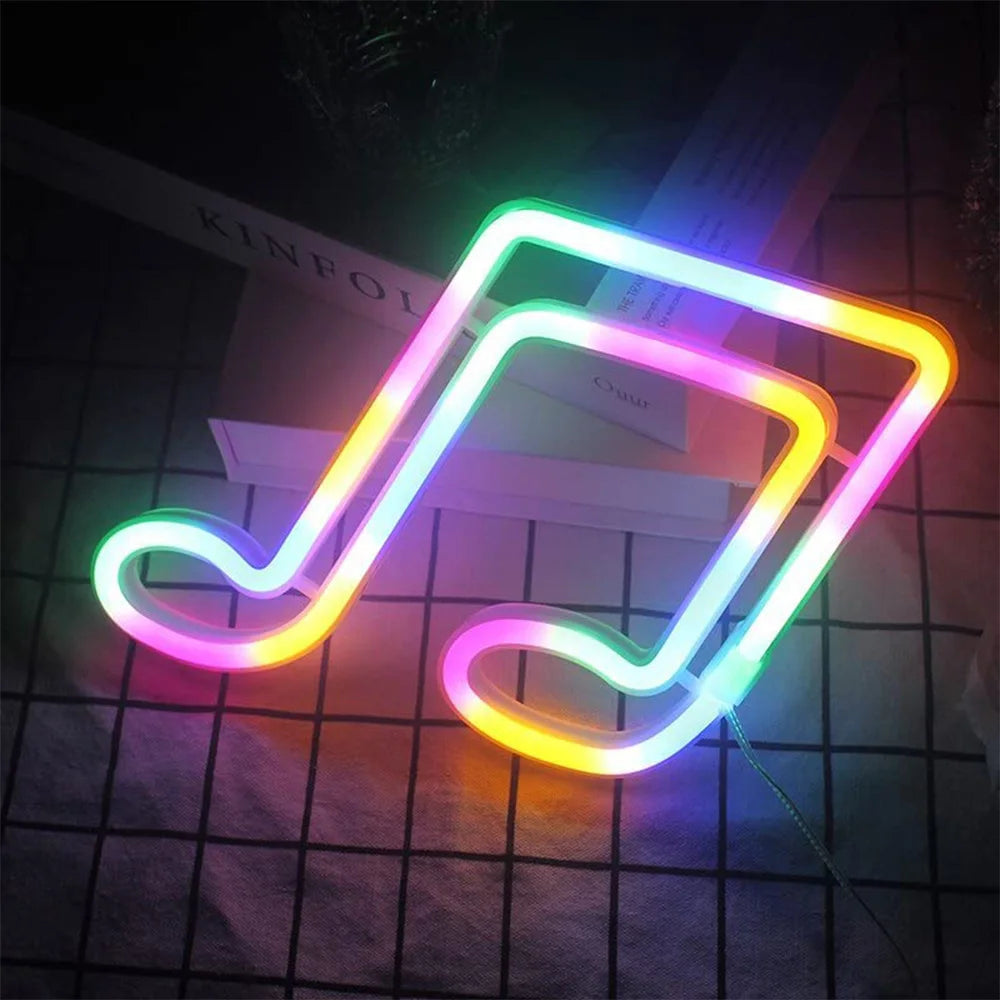Luces LED de Neón para Fiesta, Decoración de Pared, Arte de Habitación, Bar, Cerveza, Neon Lamps con Alimentación USB/Batería, Signos de Neón Musicales