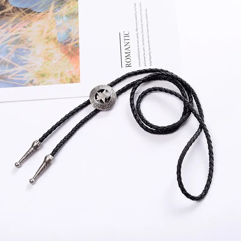 Corbata Ajustable de Cabeza de Toro de Cinco Estrellas | Bolo de Vaquero Occidental para Baile de Rodeo | Collar con Colgante de Piel Sintética