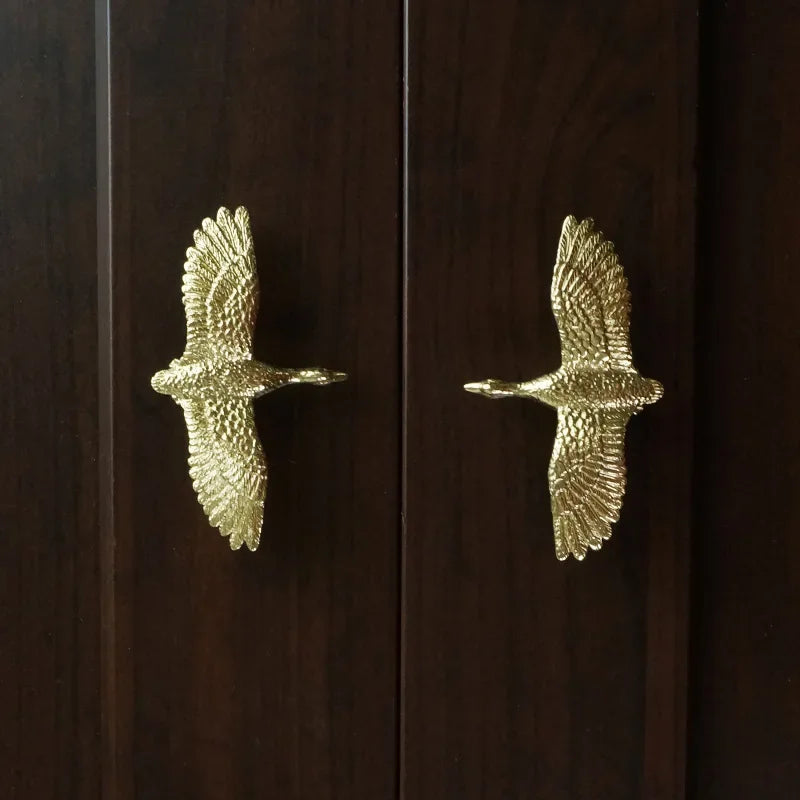 Manija de Ganso Salvaje de Latón – Tiradores de Cobre Puro Estilo Nórdico para Cajones, Puertas y Armarios – Pomos y Tiradores de Muebles