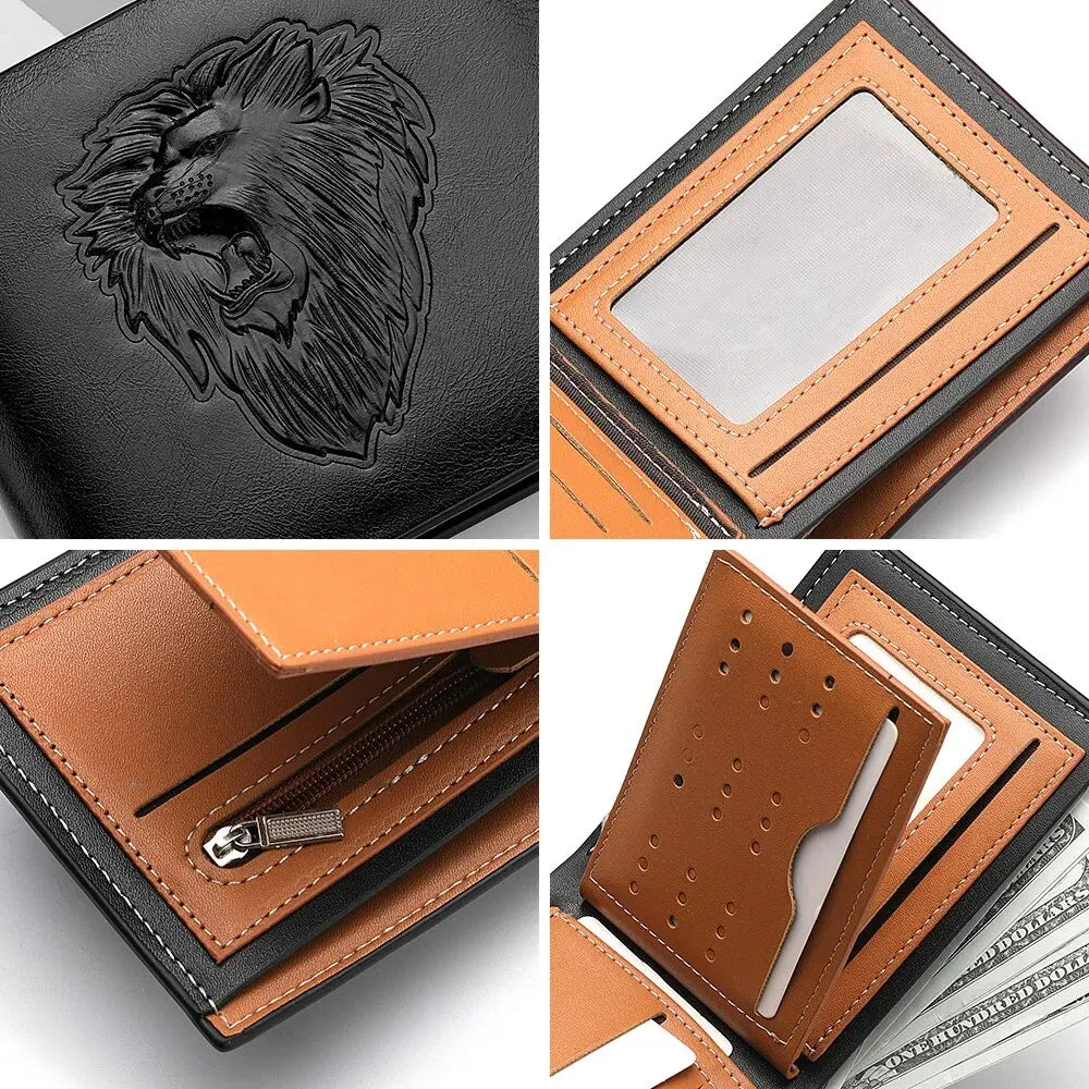 Billetera Hombre con Relieve 3D, Diseño Personalizado y Trifold, Portatarjetas Múltiple con Monedero