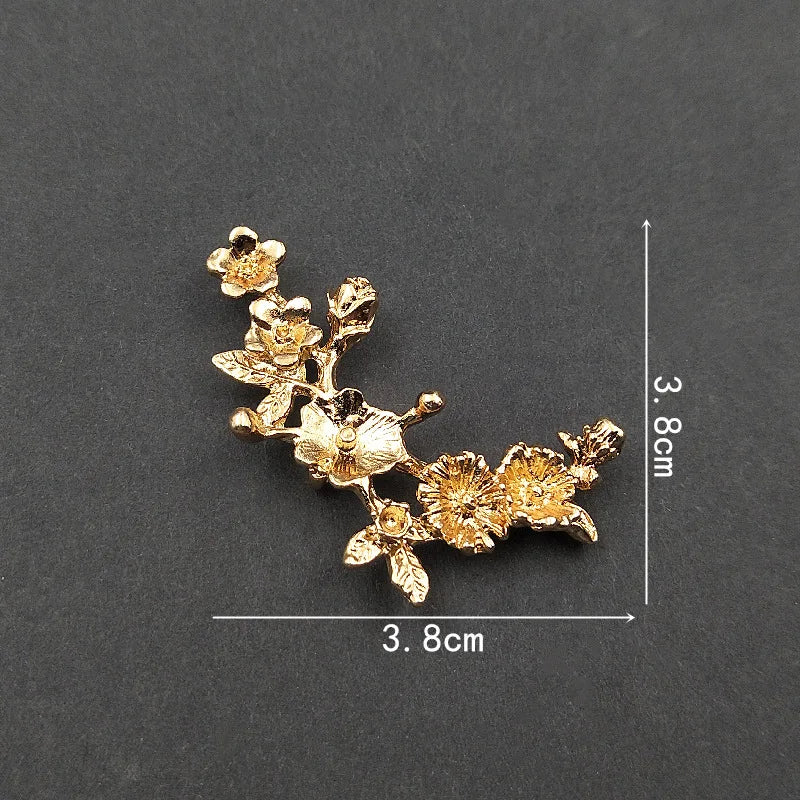 Conectores de rama de flor chapados en oro/plata KC para fabricación de joyas, aleación de metal, accesorios de bricolaje, 38x38mm, 10 piezas