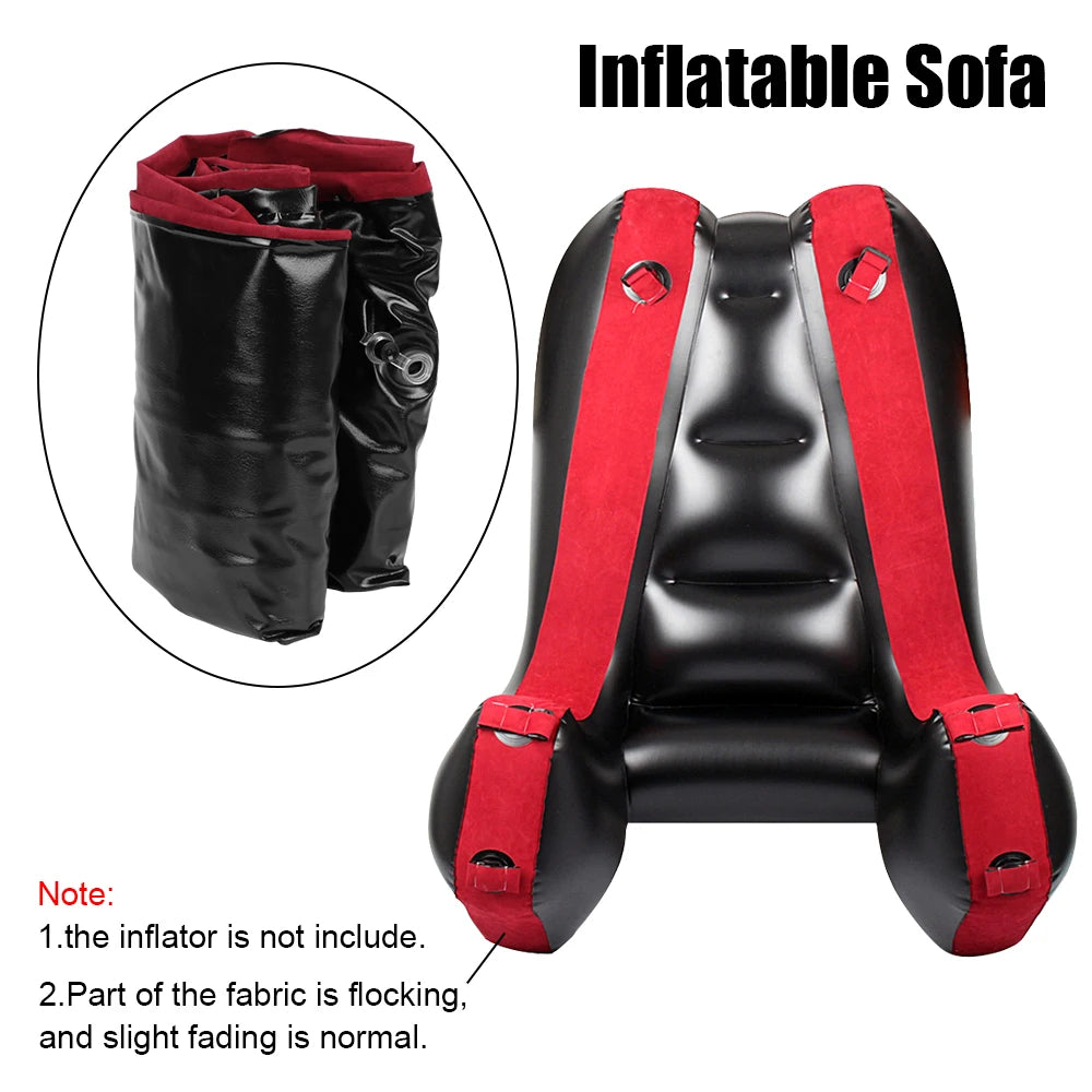 Cojín Ergonómico Inflable para Parejas - Sofá de Posiciones con Diseño Flocking y Correas - Mobiliario Íntimo Discreto para Adultos