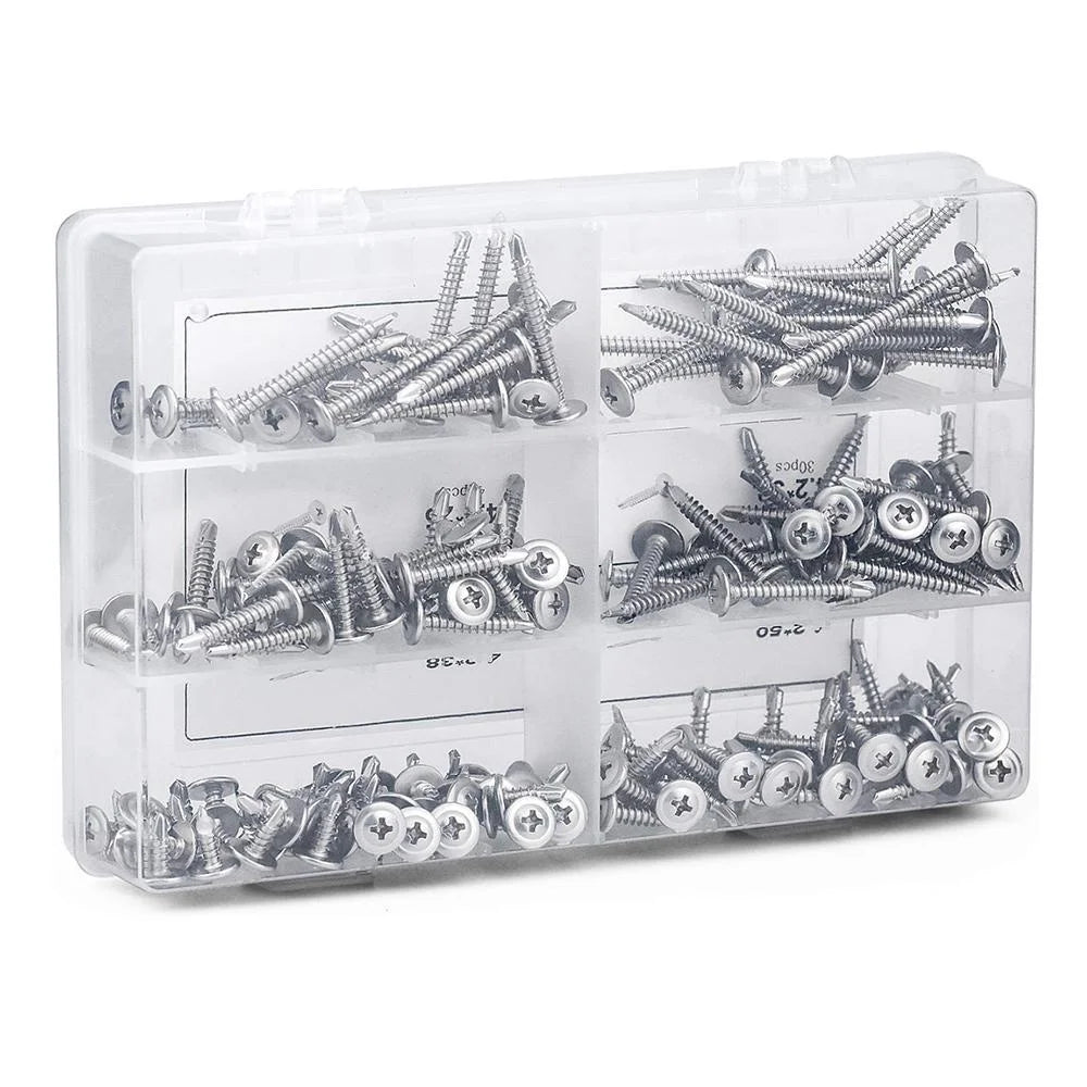 Set de Tornillos Autotaladrantes HEXAGONALES STONEGO - 210 Piezas en Caja para Conexiones Precisas