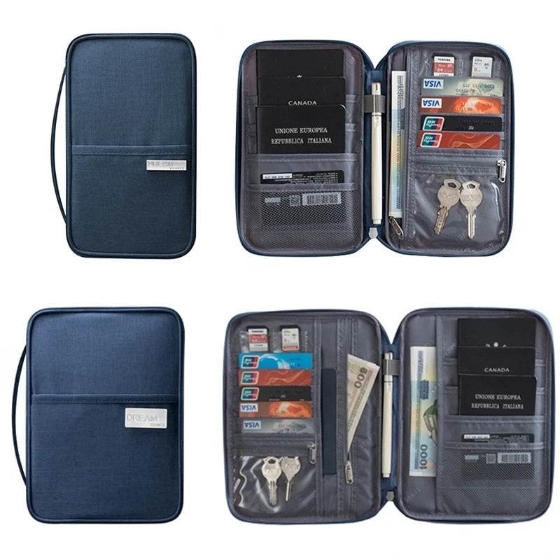 Cartera multifuncional para guardar el pasaporte, estuche organizador para documentos, accesorios de viaje, tarjetero para la familia