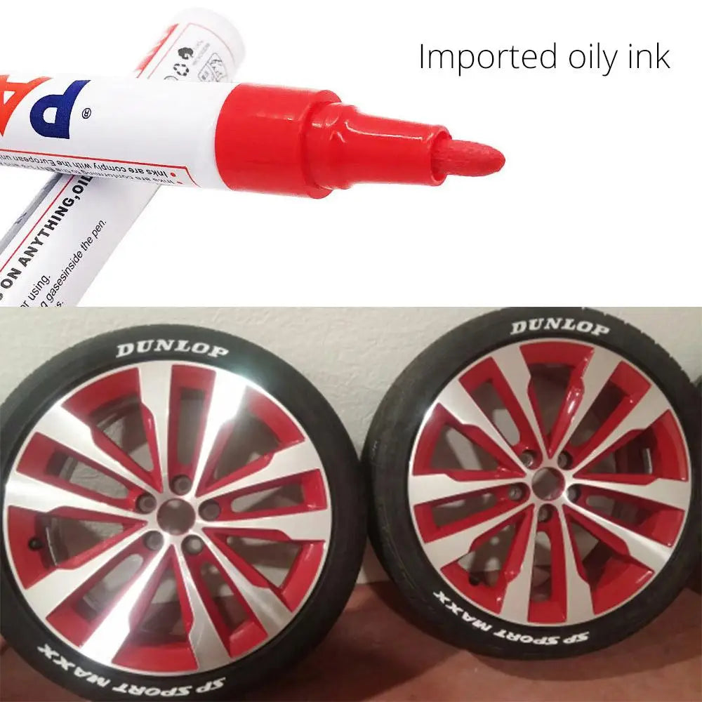 Marcador de Pintura para Llantas de Auto, Penetra Oily White Waterproof, Permanente para Neumáticos de Caucho, Metal, CD, y Graffiti - 1 pieza