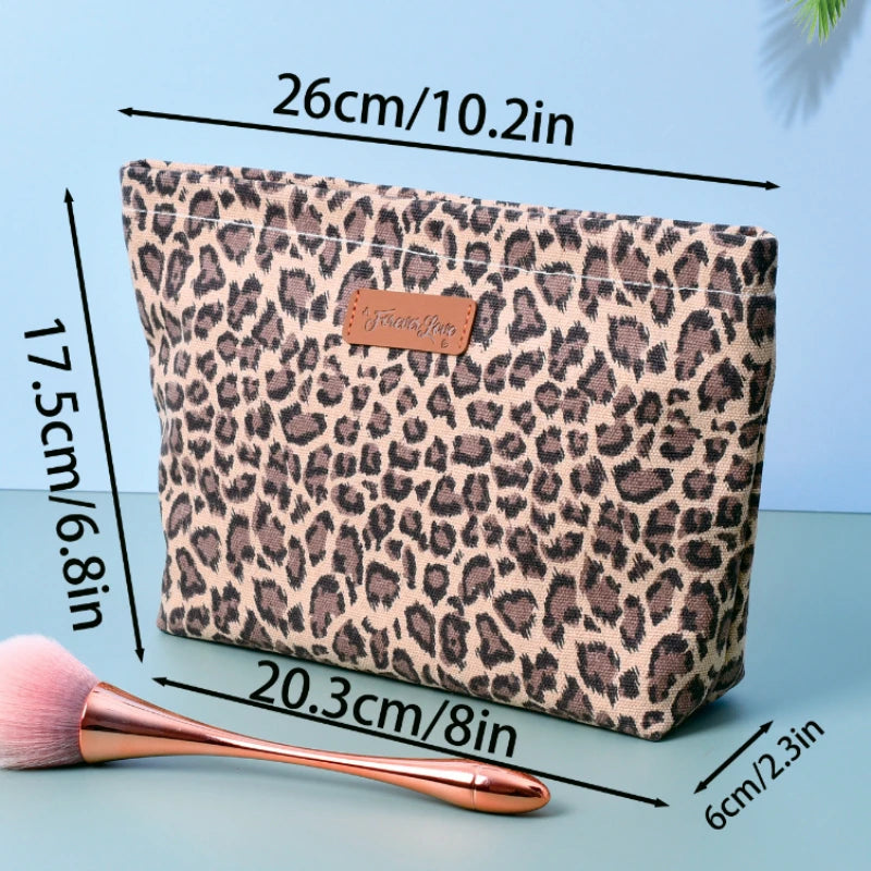 "Bolsa de Maquillaje de Leopardo Grande – Organizador de Cosméticos Elegante y Moderno para Mujeres y Niñas"