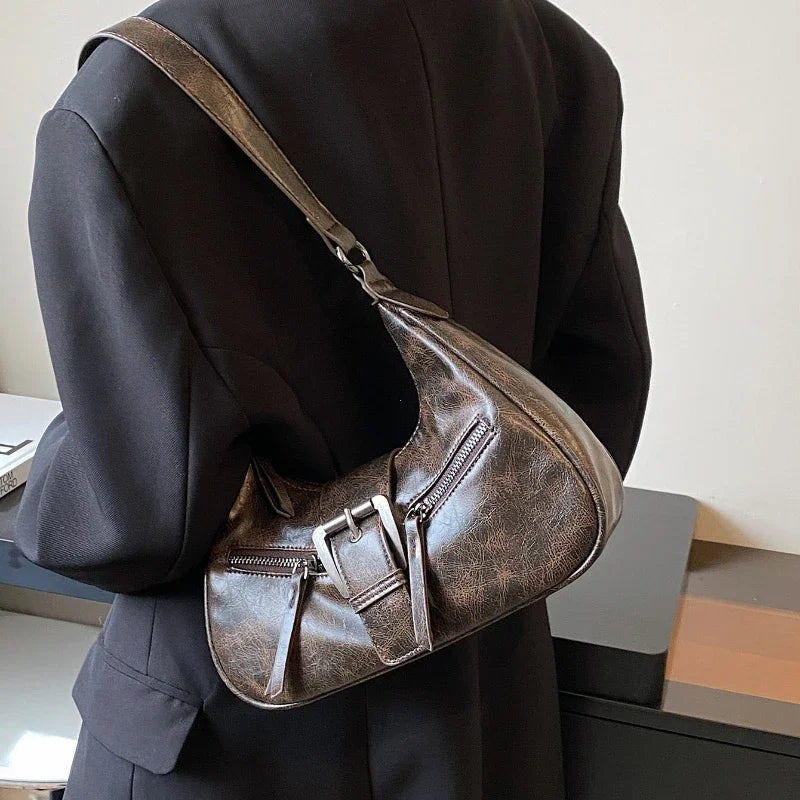 Bolsos Retro con Diseño de Correa, Cuero PU para Mujer 2024, Pequeños Bolsos Vintage Estilo Y2K, Bolsos de Hombro Cruzados de Moda