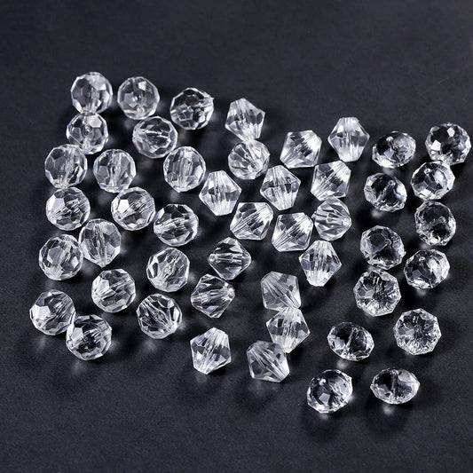 Cuentas Acrílicas Facetadas Transparentes Blancas - 4-16mm - Set de 10 a 300 Piezas para Pulseras y Collares - Accesorios de Fabricación de Joyas