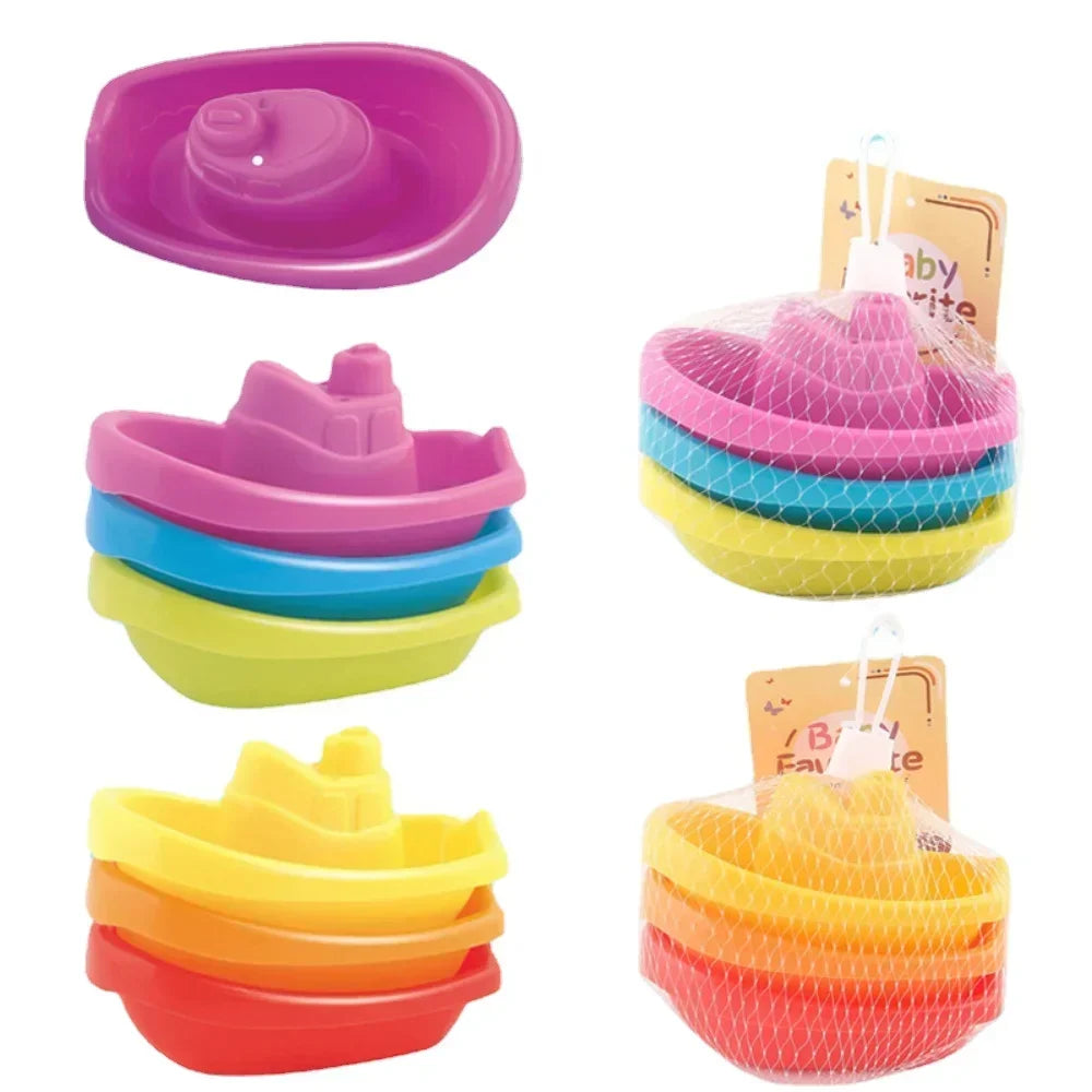 Juguetes Apilables para el Baño de Bebés - Botes Coloridos de Aprendizaje Temprano y Juguete Educativo