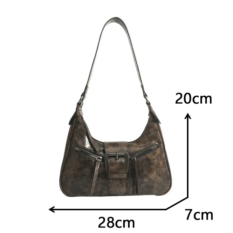 Bolsos Retro con Diseño de Correa, Cuero PU para Mujer 2024, Pequeños Bolsos Vintage Estilo Y2K, Bolsos de Hombro Cruzados de Moda
