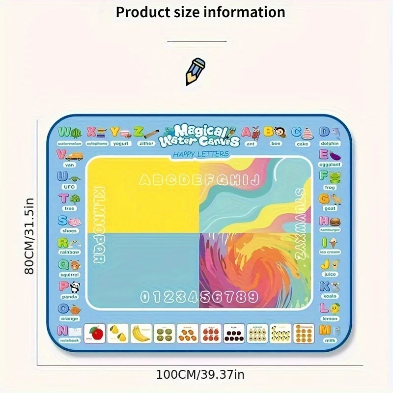 Tapete de Dibujo Mágico 100x80CM – Pizarra Doodle Montessori para Niños, con Rotuladores Mágicos y Plantillas Reutilizables