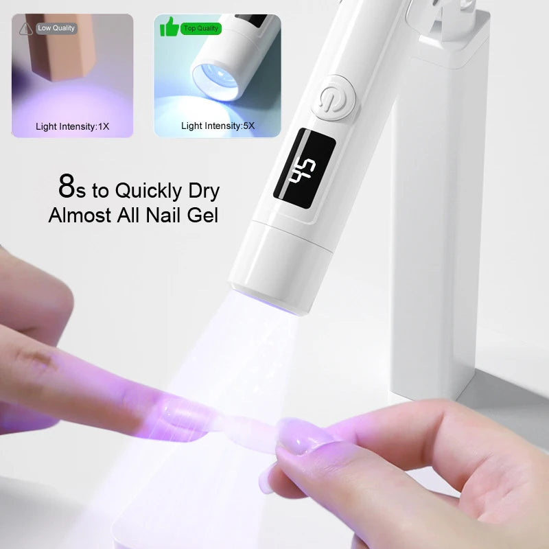 Mini secador de uñas led uv portátil lapiz,mini lampara uv led para uñas,linterna lavero led y uv recargable