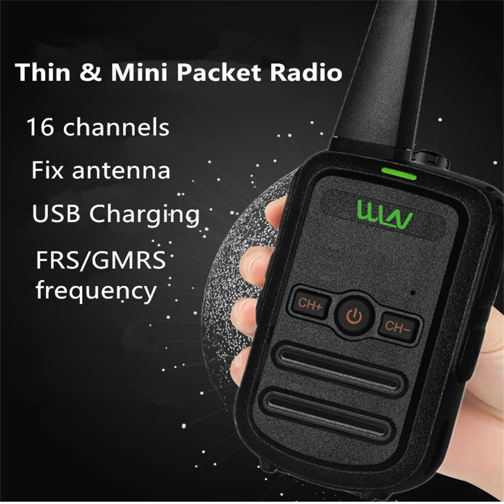 WLN KD-C51 Mini Walkie Talkie Portátil de Alto Rendimiento | Transmisor y Receptor FM Inalámbrico, Adaptador de Dos Vías