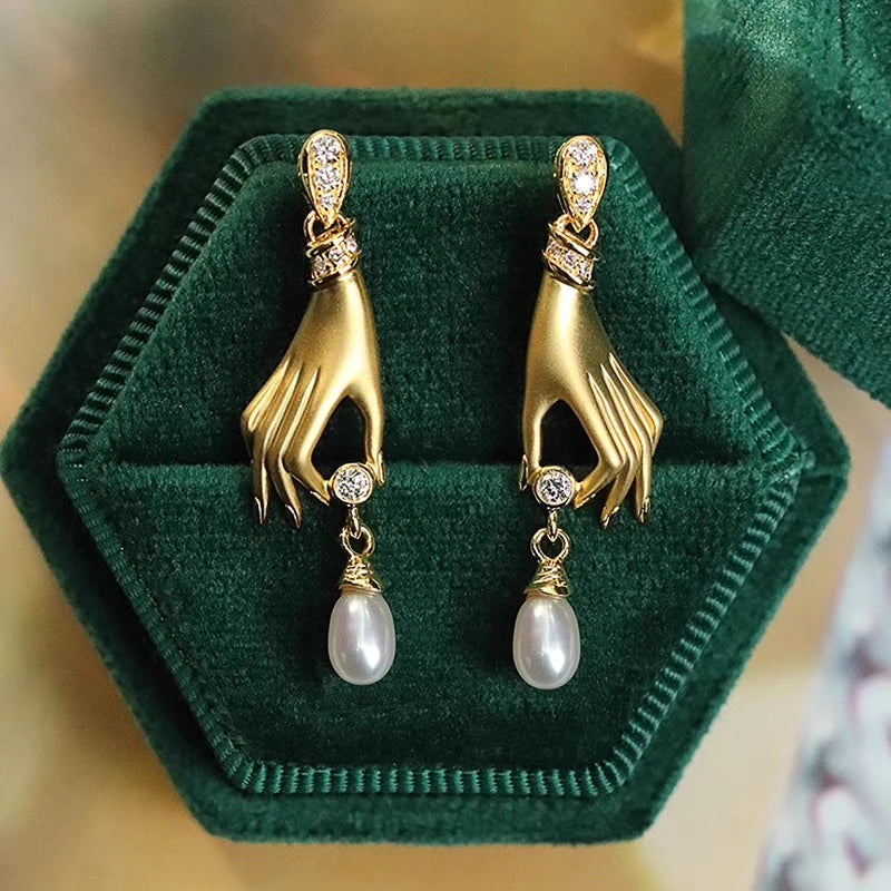 Pendientes Colgantes de Perlas de Imitación Huitan para Mujer | Joyería de Moda y Diseño Único