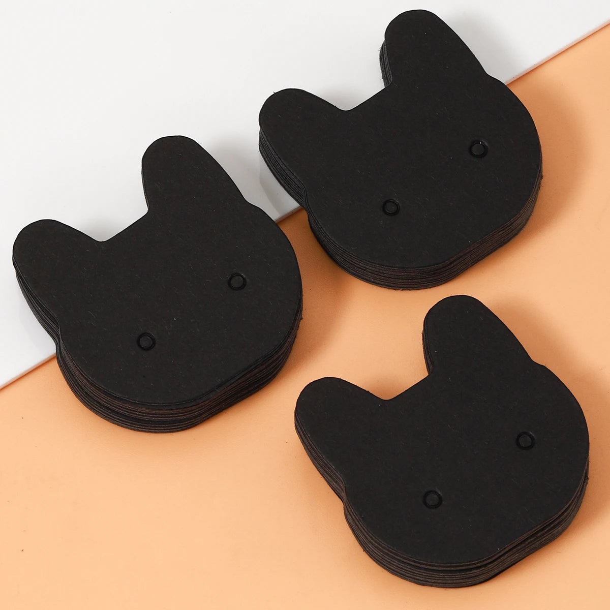Tarjetas para Exhibición de Aretes y Collares - Pack de 50 Unidades con Diseño de Gato - 3.5x3.5 cm para Empaque de Joyería