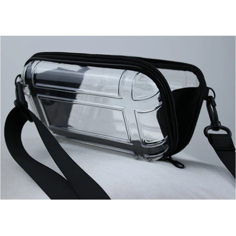 Bolso Bandolera Transparente Impermeable - Tote de Viaje Multifuncional para Compras y Almacenamiento - Ideal para Teléfonos y Accesorios (18 x 11 x 5 cm)