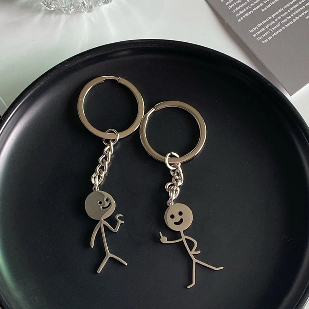 Llavero Divertido para Parejas – Diseño Creativo de Corazón a Corazón y Mano con Dedos, Regalo para Enamorados