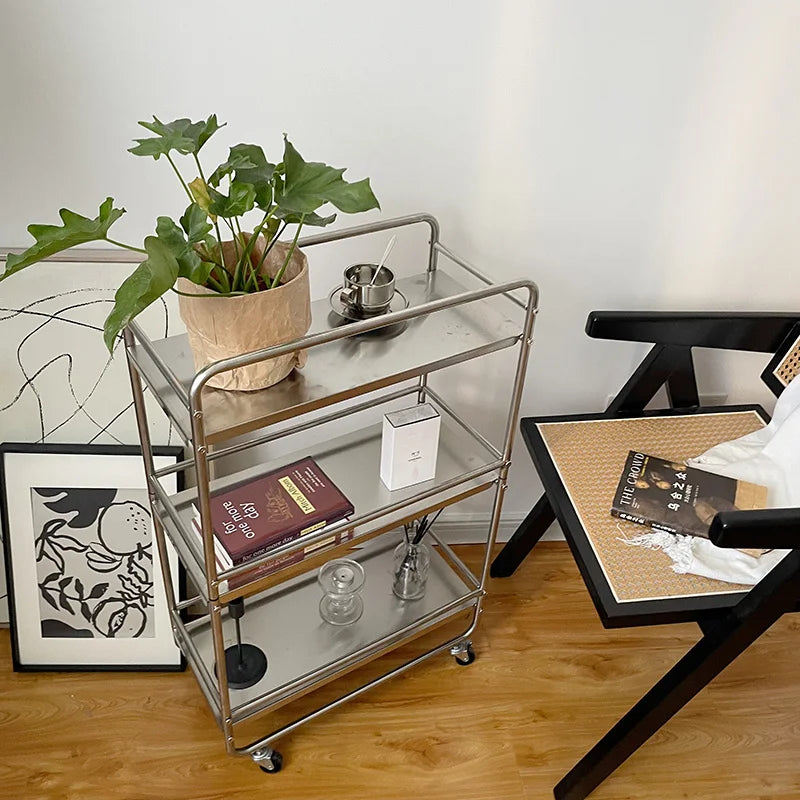 Estantería de Metal con polea extraíble para cocina - Carrito de almacenamiento rodante, estilo moderno, varios niveles