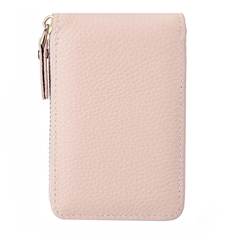 Solid Color Lichee Pattern Short Wallet Zipper Around Coin Purse Women's Credit Card Holder