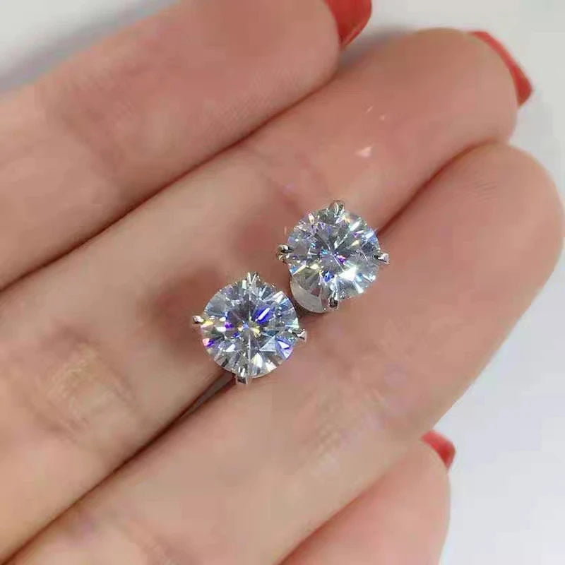 Pendientes de moissanita de Color D para mujer y niña, aretes de plata de ley 0,5, Piercing brillante, joyería fina, 925-1 quilate