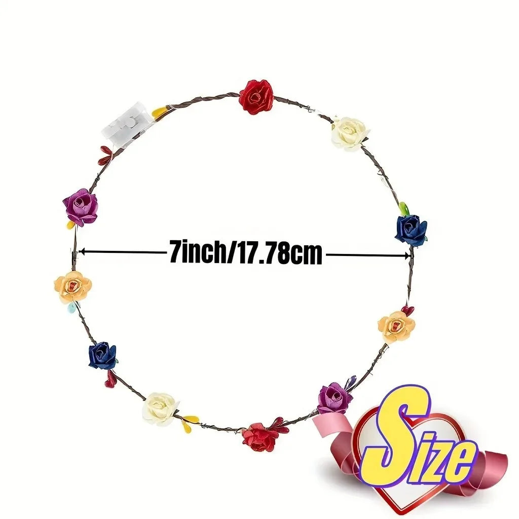 10 Piezas de Coronas de Flores LED, Diademas Luminosas, Tocado Floral para Mujeres y Niñas, Accesorios para el Cabello