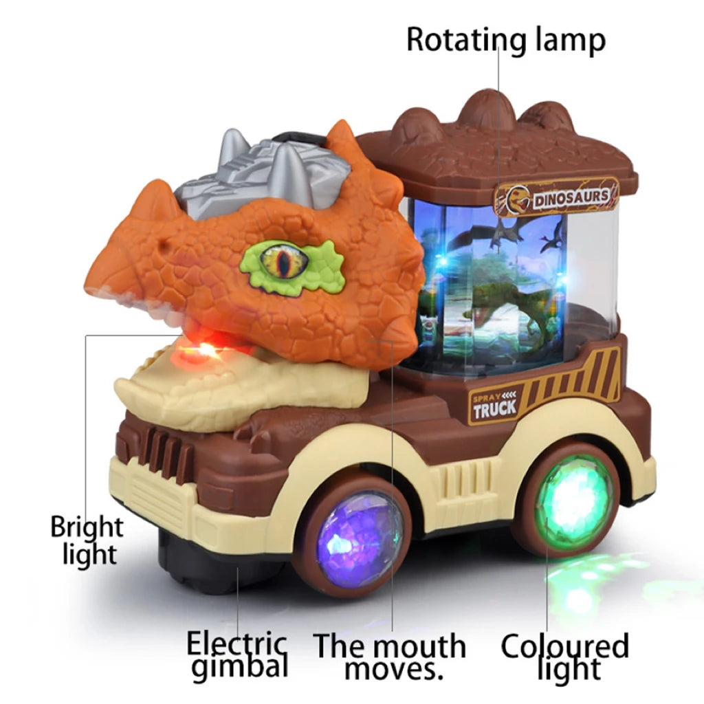 Coche Eléctrico de Dinosaurio con Luces y Música – Juguete Interactivo de Triceratops y Tiranosaurio Rex | Regalo Ideal para Niños