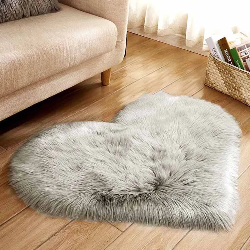 Alfombra de Felpa en Forma de Corazón para Sala de Estar, Alfombrilla Gruesa para Dormitorio, Ventana de Bahía para Niña Bonita, Textil para el Hogar 2024