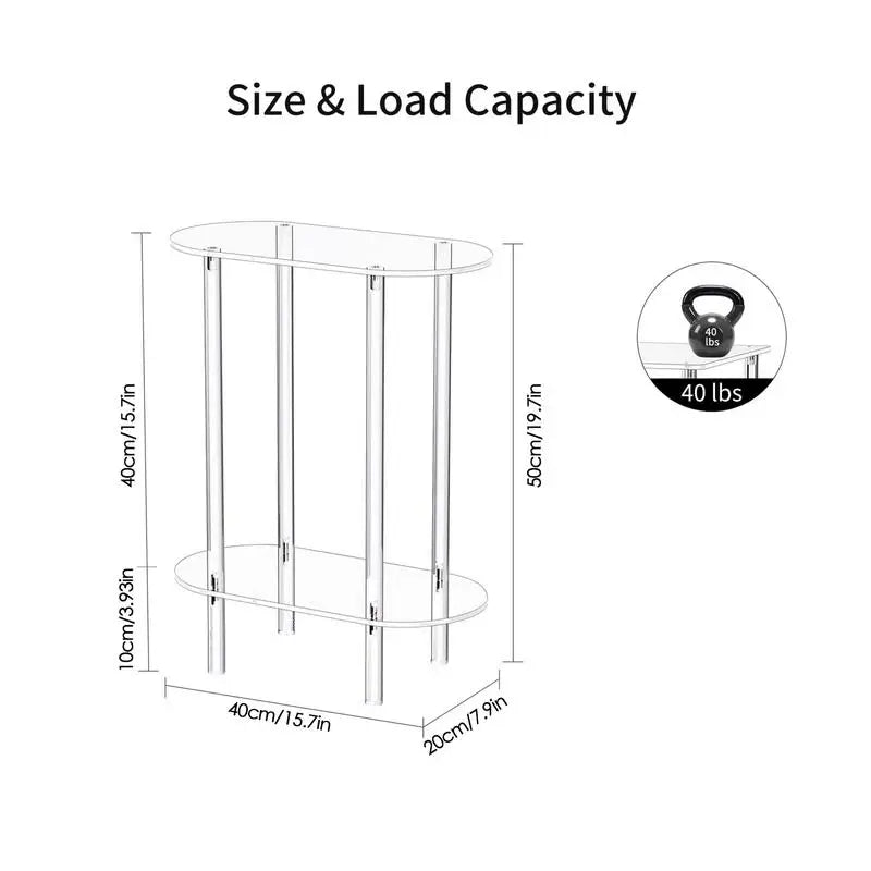 Mesa Auxiliar Transparente de Acrílico - Mueble de Almacenamiento Moderno para Decoración del Hogar