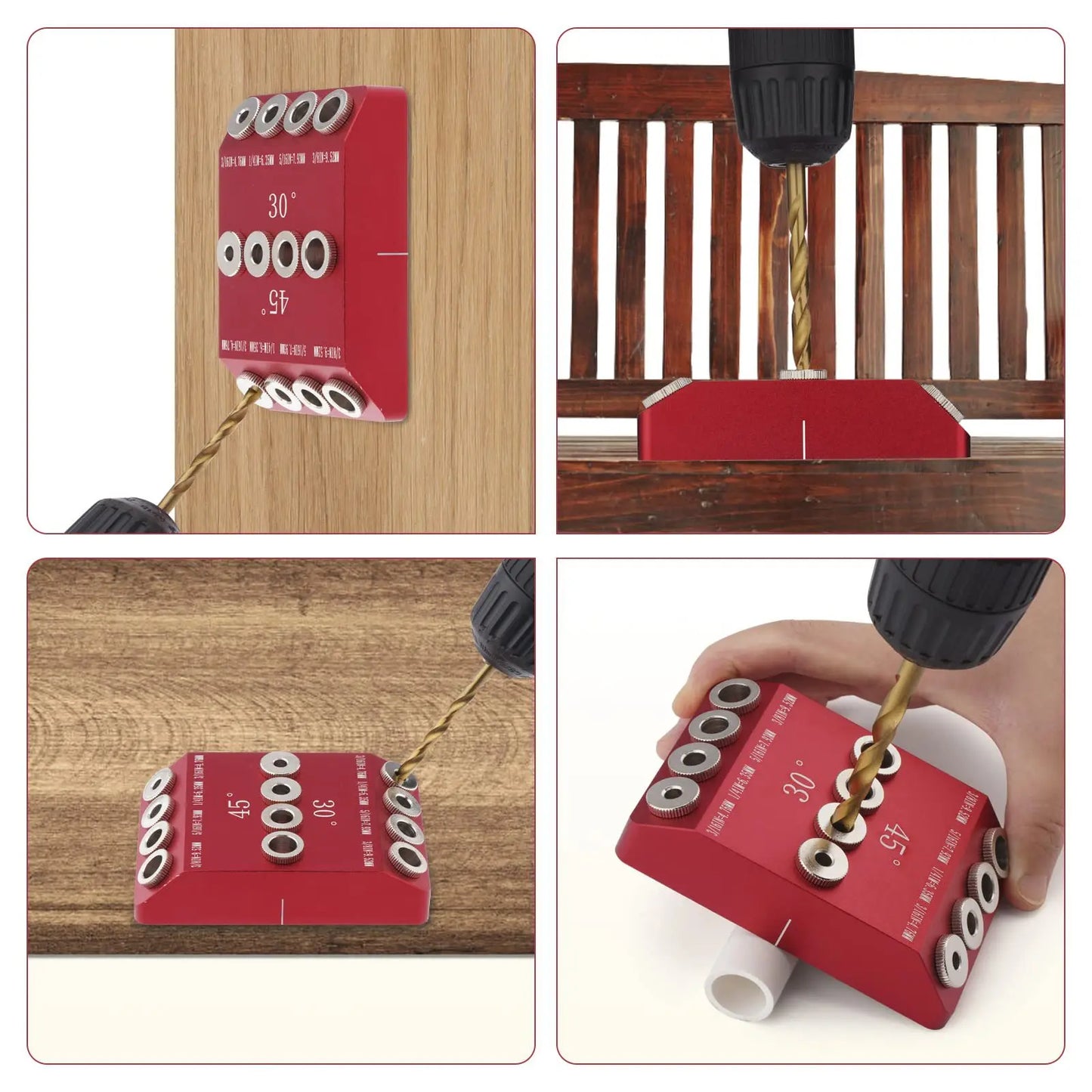Herramienta de Taladro de Bolsillo Oblicuo de 30/45/90 Grados - Guía Británica para Taladro, Kit de Plantilla de Espiga para Madera