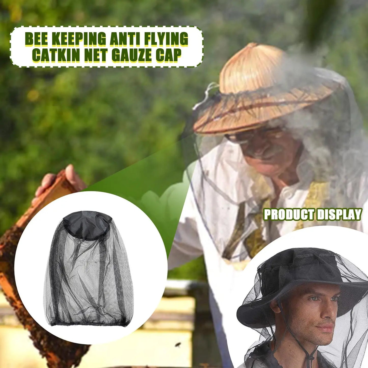 Sombrero Antimosquitos para Pesca al Aire Libre, Protector Facial para la Cabeza, Malla Antiinsectos, Cubierta para la Cabeza