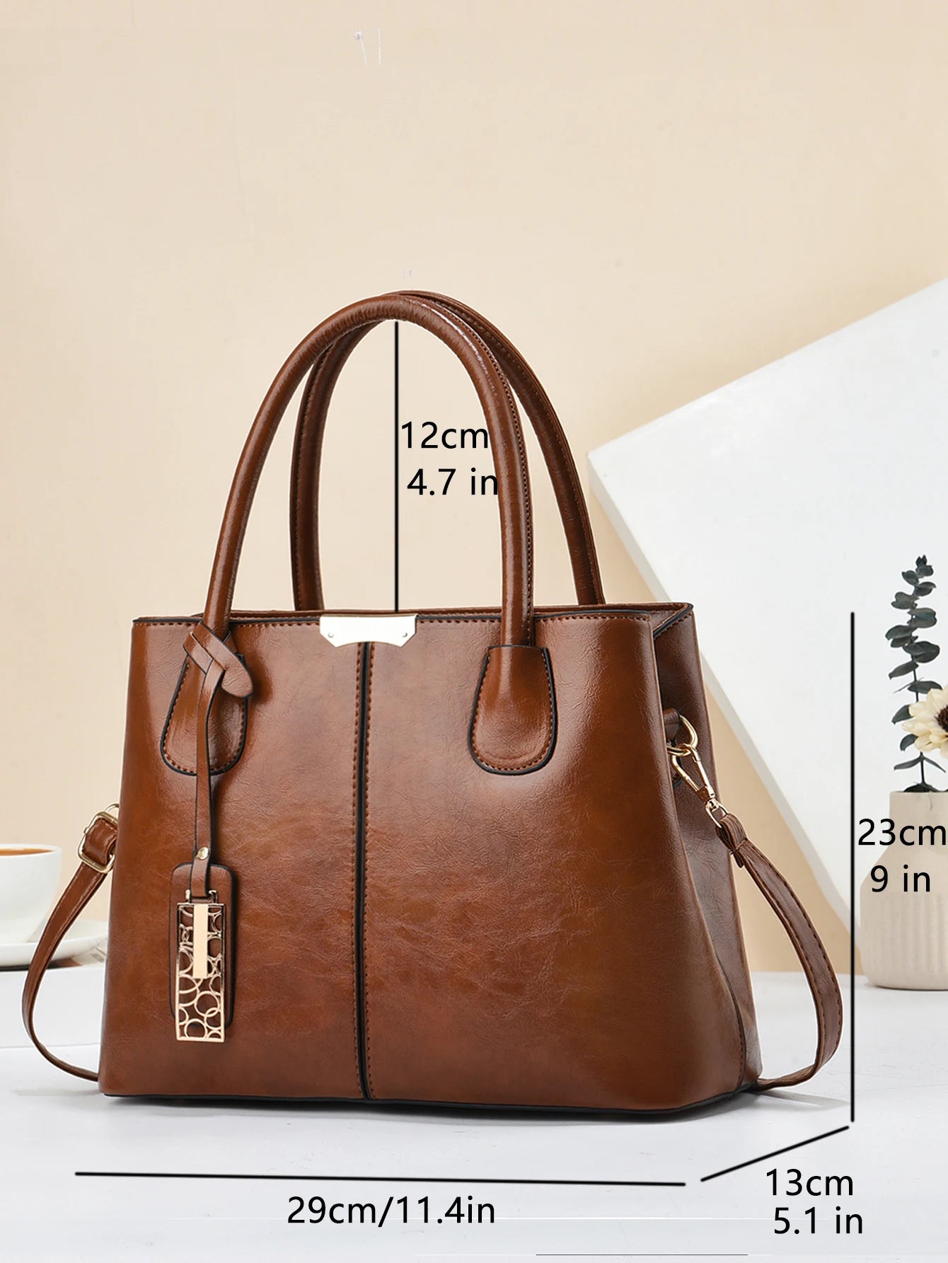 Bolsos de Mano Retro de Color Sólido para Mujer, Elegante Bolso Crossbody de Cuero PU, Bolsos de Oficina y Trabajo de Moda