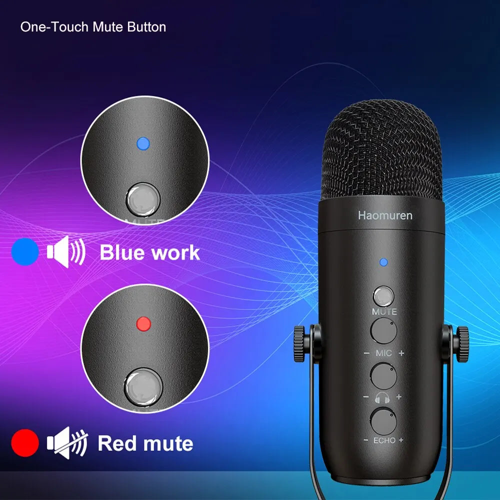 Kit de Micrófono Condensador USB Profesional para Streaming y Podcasting | Micrófono Cardioide con Brazo Boom para Grabación en Twitch y YouTube