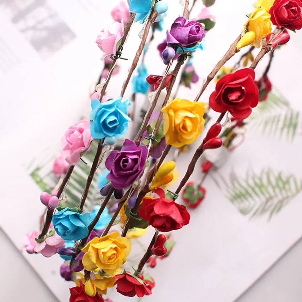 10 Piezas de Coronas de Flores LED, Diademas Luminosas, Tocado Floral para Mujeres y Niñas, Accesorios para el Cabello